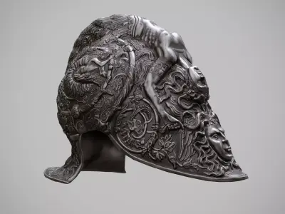 Burgonet Filippo Negroli Low-poly 3D model