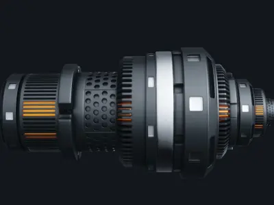 Jet engine hot gear for  spaceship Low-poly 3D model