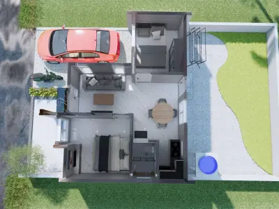 One floor Minimalist Modern House Design  3D model