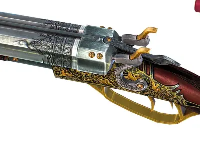 Double Barrel Shotgun 04 Low-poly 3D model