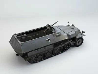 Low Poly Sdkfz 251 Hanomag armored car Low-poly 3D model