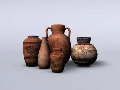 Low poly aztec pottery Low-poly 3D model