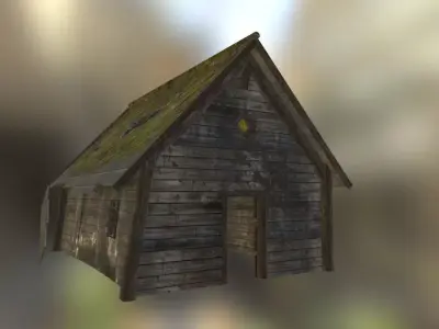 Old forest house Low-poly 3D model