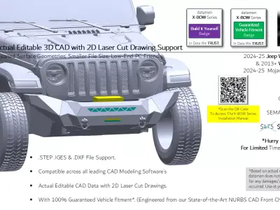 2025 2021 Jeep Wrangler Gladiator X-BOW Series Front Bumper 3D Free 3D model