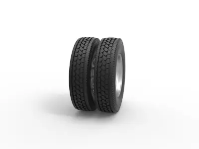 Rear custom wheel of semi truck Version 3 Scale 1 to 25 3D print model