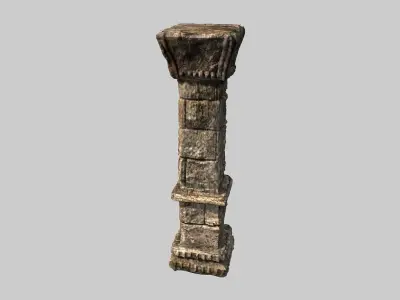 Stone pillar column Low-poly 3D model