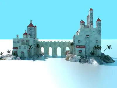 low poly sea castle Low-poly 3D model