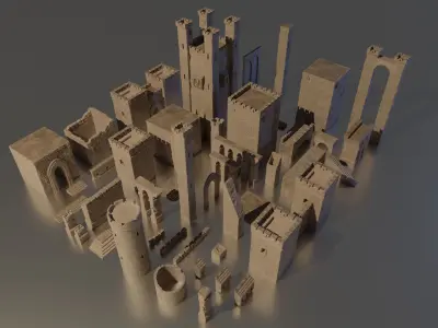 Castle ruins Kitbash Set 3D model