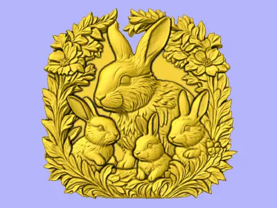 COELHO E FILHOTES  3D model