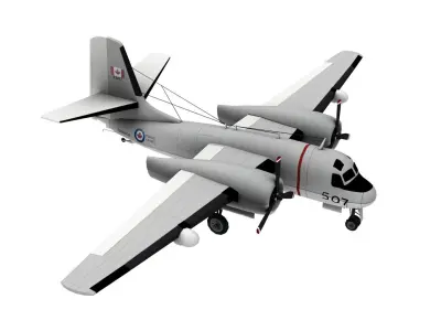 Lowpoly S-2 Tracker Airplane 3D Model Low-poly 3D model