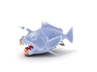 Colorful Anglerfish model pack Low-poly 3D model