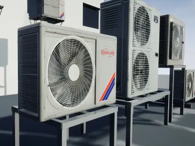 6x unique Animating Air Conditioner Low-poly 3D model