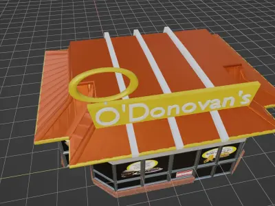 McDonalds Parody- ODonovans Burgers Restaurant Building Free 3D model