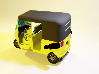 rickshaw 3D model Render in blender  Low-poly 3D model