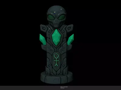 Stylized Emerald Alien Monolith Game Ready - AI Low-poly 3D model