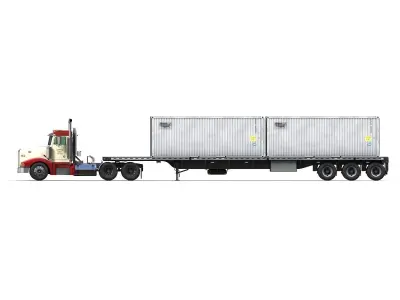Peterbilt 377 container truck Low-poly 3D model