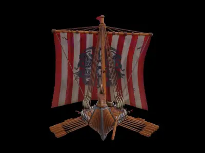 Viking longship Low-poly 3D model