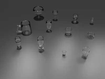 Modern Drinking Glass Pack  Realistic Restaurant Cups Free low-poly 3D model