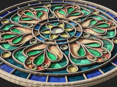 Round Gothic Rose Window 3D Model 3D model