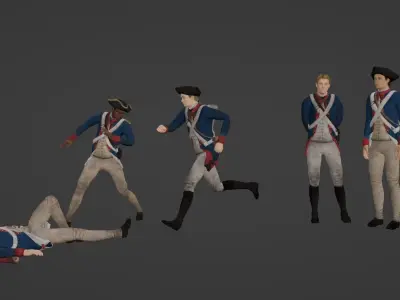 American Revolution Soldier Low-poly 3D model