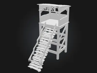 Wooden Watchtower  Rustic Sentinel of the Wilderness 3D model