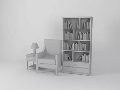 Furniture set Corner for readers Free 3D model