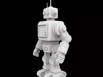 Retro Robot Figurine 3D Print Model 3D print model purchase