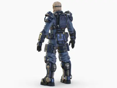 High Poly Man Military Heavy Armor Future 3D model