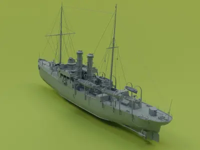Gunboat SMS Panther Low-poly 3D model
