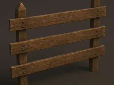 Rustic Wooden Fence 3D Model 3D model