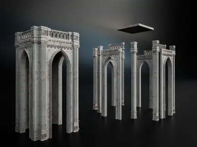 GOTHIC CASTLE KITBASH Low-poly 3D model