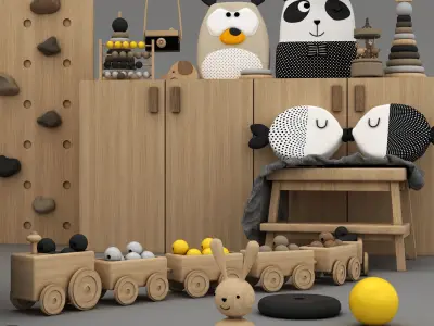 toys and furniture set  Low-poly 3D model