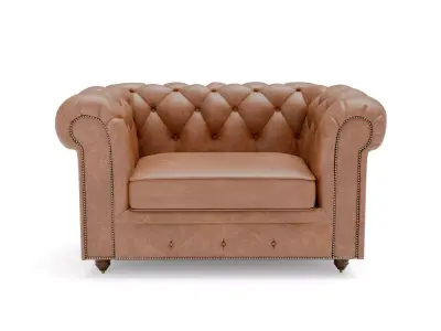 Tuffed Leather Sofa 3D Model Free low-poly 3D model