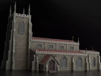 Medieval Gothic Church Low-poly 3D model