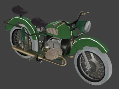 motorcycle-military version Low-poly 3D model