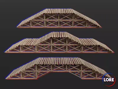 Medieval Siege Engine Ramp Building Set Low-poly 3D model