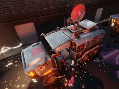 Armored Riot Truck - Sci-Fi Military Vehicle w Detailed Interior Low-poly 3D model