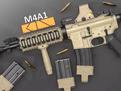 Colt M4A1 Carbine -Cinnamon Roll - AR-15 Pack - Game Asset Low-poly 3D model