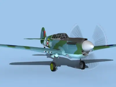 Curtiss P-40N Tomahawk V02 RAF 3D model