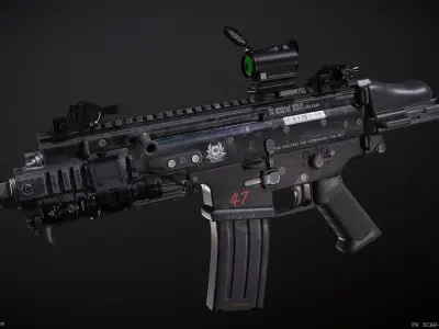 FN Scar-SC SMG Low-poly 3D model