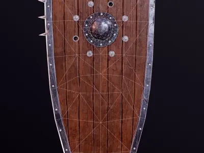 Shield and Free sword Low-poly 3D model