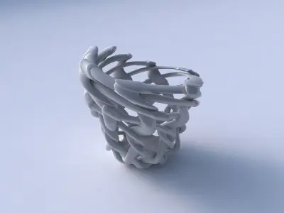 Bowl cylindrical with interlacing soft edged lattice and ribb... 3D model