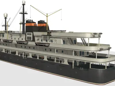 old steamboat Low-poly 3D model