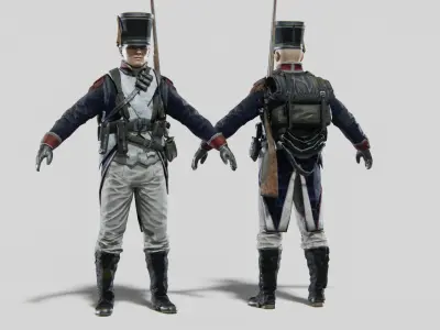 Soldier Napoleon Infantry Rigged Low-poly 3D model