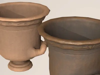 Ancient Antique Vase clay ceramic container Low-poly 3D model