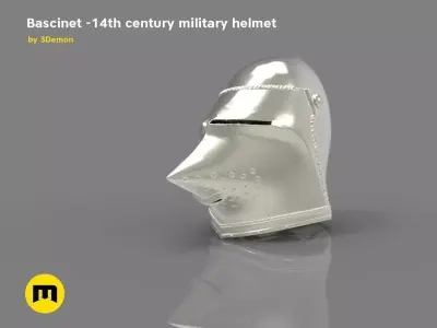 Bascinet -14th century military helmet 3D print model
