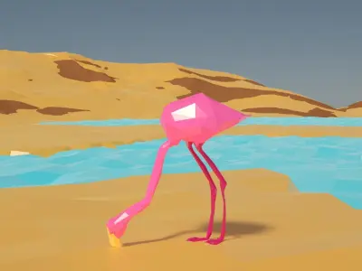 Pink Flamingo sylized 3d model Low-poly 3D model