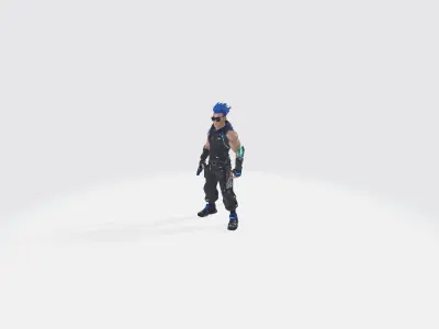 Blue Star Hunter - 3D Printable and Animated Model Low-poly 3D model