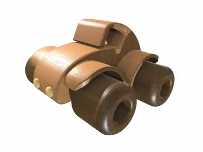 Wooden car toy 1 Free 3D model