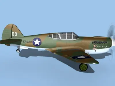 Curtiss P-40F Warhawk V11 USAAF 3D model